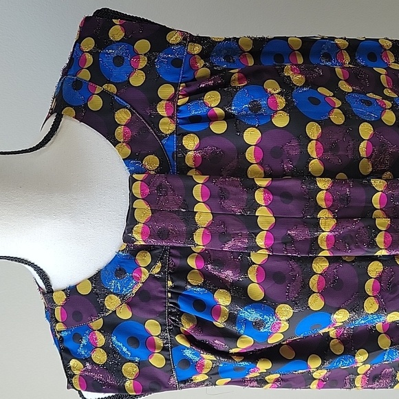 Anna Sui 20th Anniversery Collection Multicolor Sleeveless Mini Dress Sz XL - Picture 4 of 11